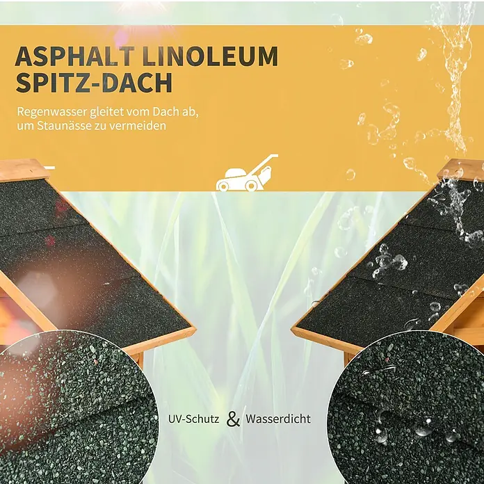 Outsunny Mähroboter-Garage - Gelb, Rasenmähroboter - Spitzes Dach aus Asphaltlinoleum. Regenwasser gleitet ab, verhindert Staunässe. Bietet UV-Schutz und ist wasserdicht.