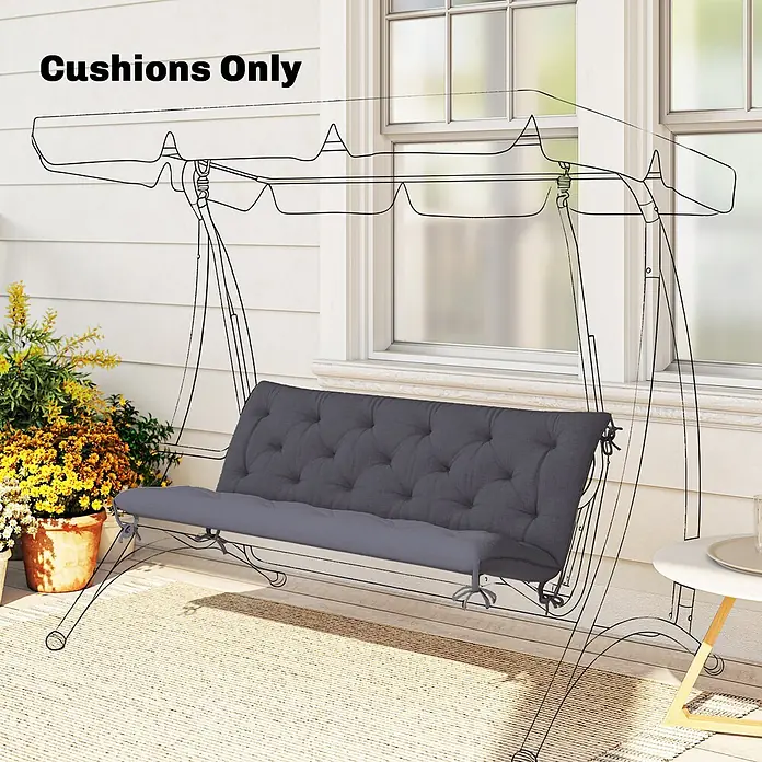 Outsunny Bankauflage - Gartenbank, 1 Stk., L x B x H: 98 x 150 x 8 cm, Polyester, Schaumstoff, Dunkelgrau - Dunkelgraue, getuftete Kissen für eine Schaukel oder Gartenbank.