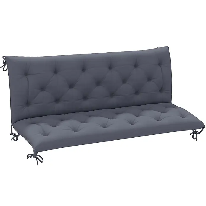 Outsunny Bankauflage - Gartenbank, 1 Stk., L x B x H: 98 x 150 x 8 cm, Polyester, Schaumstoff, Dunkelgrau - Grau getuftetes Bankkissen mit Bändern zur Befestigung.