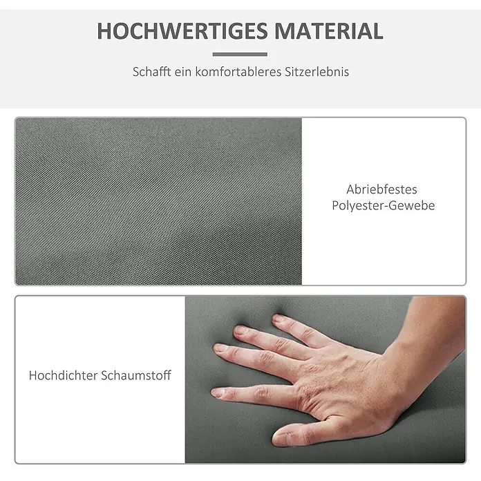 Outsunny Liegenauflage - Gartenliege, 2 Stk., L x B x H: 196 x 55 x 8 cm, Polyester, Schaumstoff, Dunkelgrau - Hochwertiges, abriebfestes Polyestergewebe und hochdichter Schaumstoff für erhöhten Komfort.