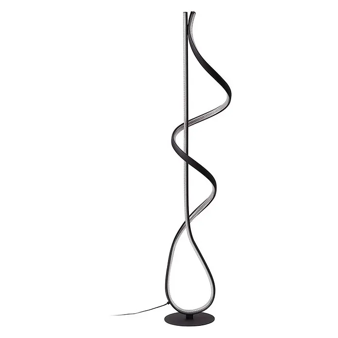 Lucande Stehleuchte Rodado - schwarz, schwarz - Moderne schwarze spiralförmige LED-Stehlampe, elegantes Design mit integriertem Leuchtstreifen.