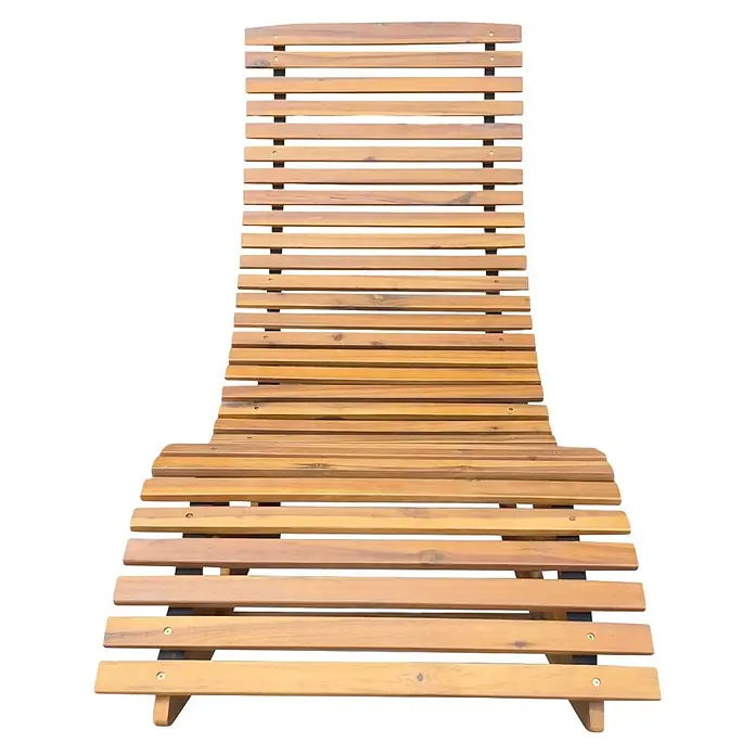 Prestige Home Living Outdoor Gartenliege - B x T: 60 x 156 cm, Braun, Holz, Klappbar - Hellbrauner Holzlatten-Liegestuhl.