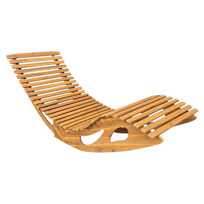 Prestige Home Living Outdoor Gartenliege - B x T: 60 x 156 cm, Braun, Holz, Klappbar - Hölzerne Sonnenliege mit Lattenrost, naturhellbraunem Finish und geschwungener Form für bequemes Liegen.