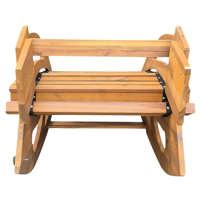 Prestige Home Living Outdoor Gartenliege - B x T: 60 x 156 cm, Braun, Holz, Klappbar - Verstellbare Holzbank für den Außenbereich mit schwarzen Gurten.