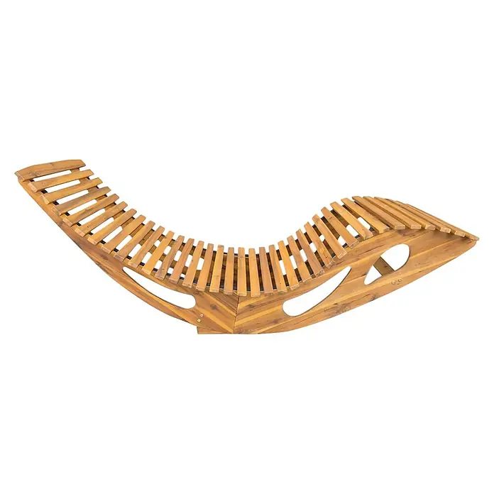 Prestige Home Living Outdoor Gartenliege - B x T: 60 x 156 cm, Braun, Holz, Klappbar - Geschwungene Holzlatten-Liege für Entspannung.