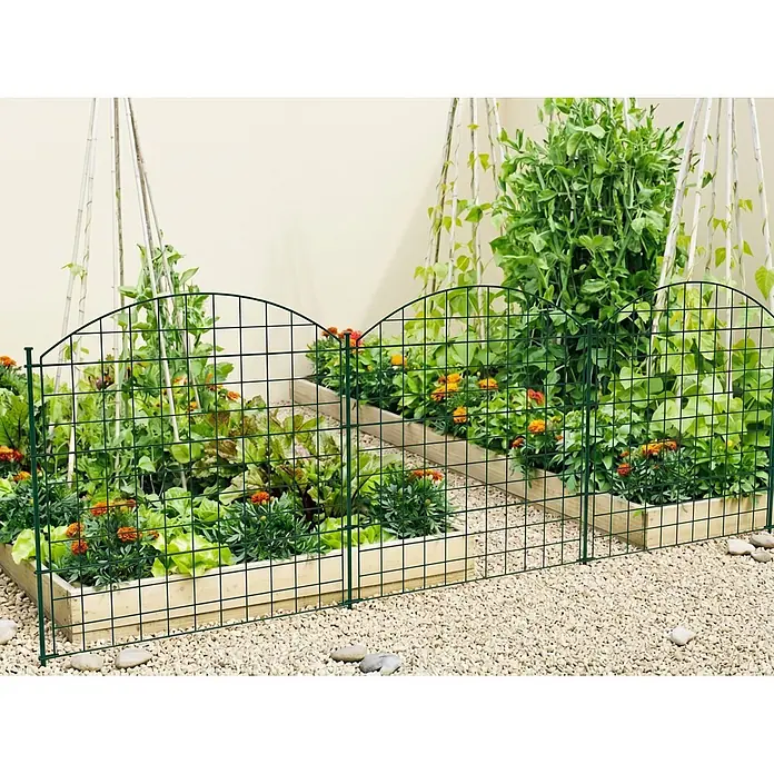 Prestige Home Living Outdoor Teichschutzzaun Set Oberbogen - B x H: 390 x 78,5 cm, Stahl, Dunkelgrün - Grüne Drahtzäune mit Bogen schützen Hochbeete mit Pflanzen und Blumen.