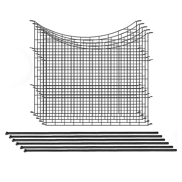 Prestige Home Living Outdoor Teichschutzzaun Set Unterbogen - B x H: 390 x 52,5 cm, Stahl, Anthrazit - Schwarzes Metall-Gartenspalier-Set mit Gitterdesign und gebogener Oberseite, inklusive gerader Stützstäbe.