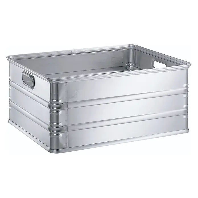 Zarges Aufbewahrungskiste Alu-Kasten K270 760x580x325mm 117l Volumen -  - Silberne Aluminium-Stapelbox mit Griffen und Sicken.