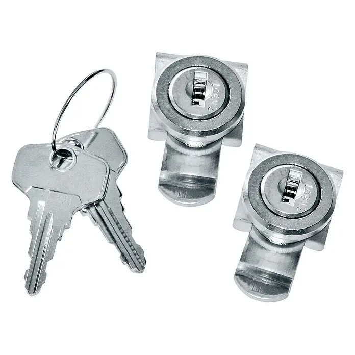 Zarges Aufbewahrungsbox-Set Schloss Comfort im Set gleich schließend -  - Zwei silberfarbene Schlüssel am Ring und zwei passende Metall-Hebelschlösser.