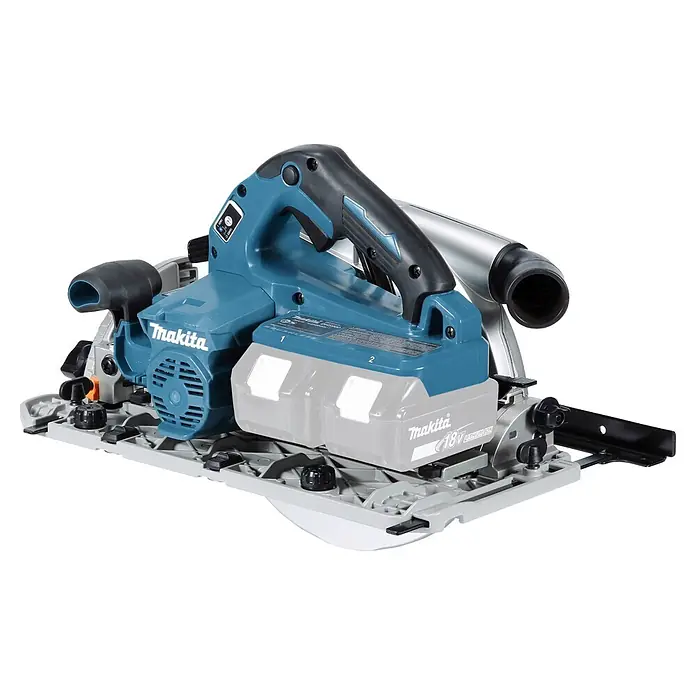 Makita LXT 18V Akku-Handkreissäge DHS900ZU - 36 V, Ohne Akku, Durchmesser Sägeblatt: 235 mm - Makita Akku-Handkreissäge in Türkis und Grau mit zwei 18V Lithium-Ionen-Akkus.