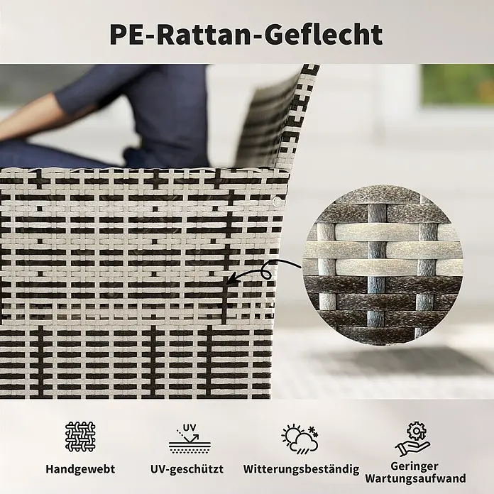 Outsunny Loungesofa - B x T x H: 63 x 63 x 85 cm, PE-Rattan, Hellgrau - Zweifarbiges, handgewebtes PE-Rattangeflecht, UV-geschützt und witterungsbeständig, perfekt für Gartenmöbel.