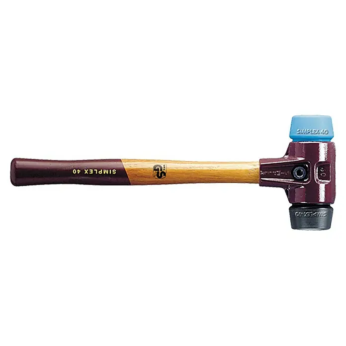 Halder Simplex Schonhammer - Holz, Durchmesser Kopf: 40 mm, Gewicht Kopf: 640 g - Simplex-Hammer 40 mit Holzgriff und austauschbaren Einsätzen für vielfältige Anwendungen im Handwerk.