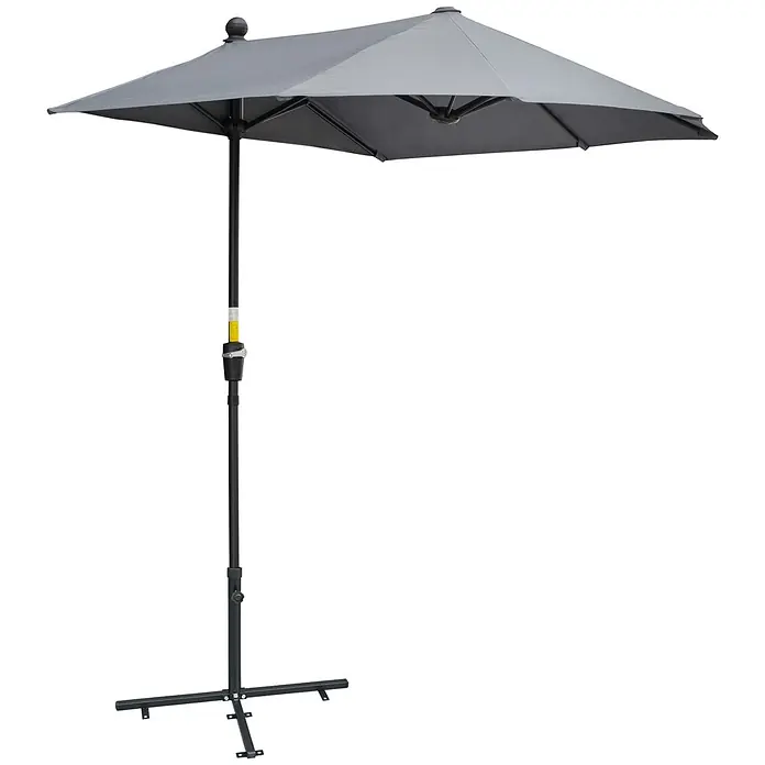 Outsunny Marktschirm - Dunkelgrau - Grauer, quadratischer Terrassenschirm mit schwarzem Mast und Kreuzfuß.