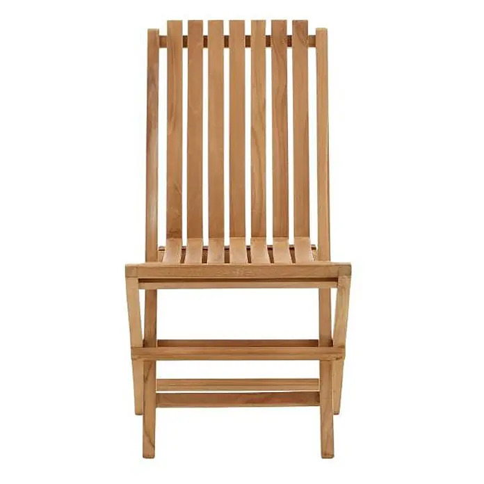 Ebuy24 Gartenstuhl Ghana - Teak, Natur, B x T x H: 48 x 47 x 93 cm - Lattenstuhl aus hellem Holz mit hoher Rückenlehne.