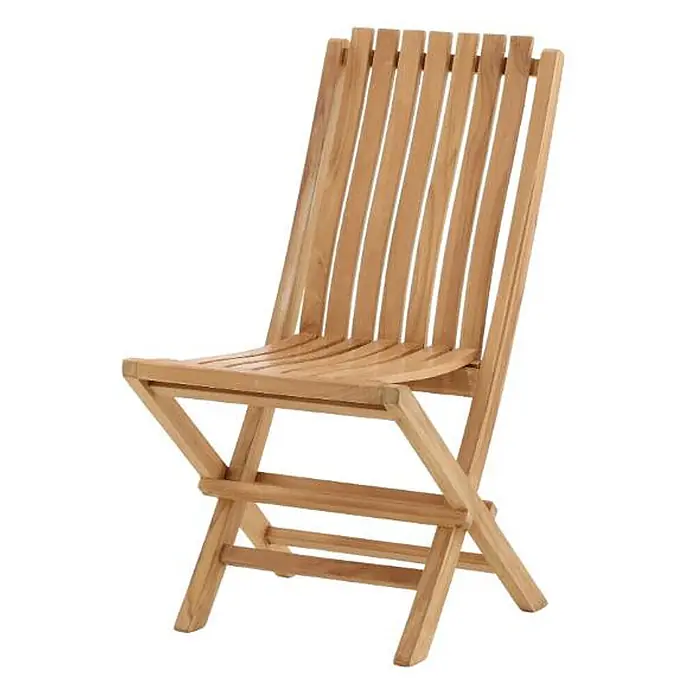 Ebuy24 Gartenstuhl Ghana - Teak, Natur, B x T x H: 48 x 47 x 93 cm - Klappbarer Stuhl aus Naturholz mit Lattenrückenlehne und Sitzfläche.