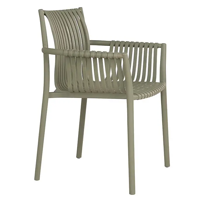 Ebuy24 Gartenstuhl Tulsa 4er-Set - Polypropylen, Grün, B x T x H: 57 x 60 x 83 cm - Ein hellgrüner, lattenförmiger Sessel mit Armlehnen.