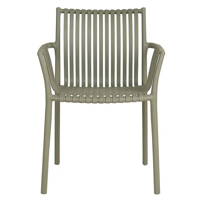 Ebuy24 Gartenstuhl Tulsa 4er-Set - Polypropylen, Grün, B x T x H: 57 x 60 x 83 cm - Salbeigrüner Lamellenstuhl mit Armlehnen.