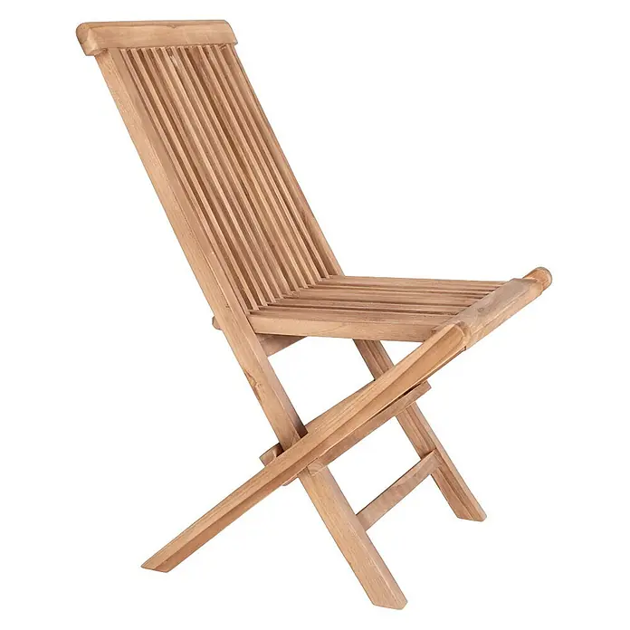 Ebuy24 Gartenstuhl Torad - Teakholz massiv, Braun, B x T x H: 62 x 46 x 89 cm - Naturfarbener, hellbrauner Holz-Klappstuhl mit Lamellen.