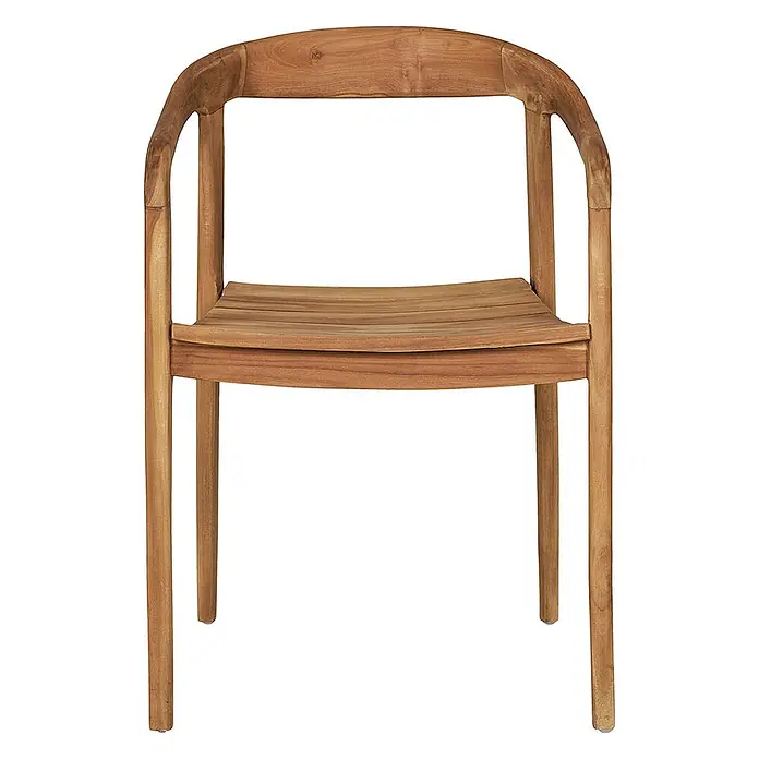 Ebuy24 Gartenstuhl Otero 2er-Set - 2 Stk., Massiv Teakholz, Natur, B x T x H: 52 x 55 x 76 cm - Stuhl aus Naturholz mit gebogener Rückenlehne und Lattenrostsitzfläche.