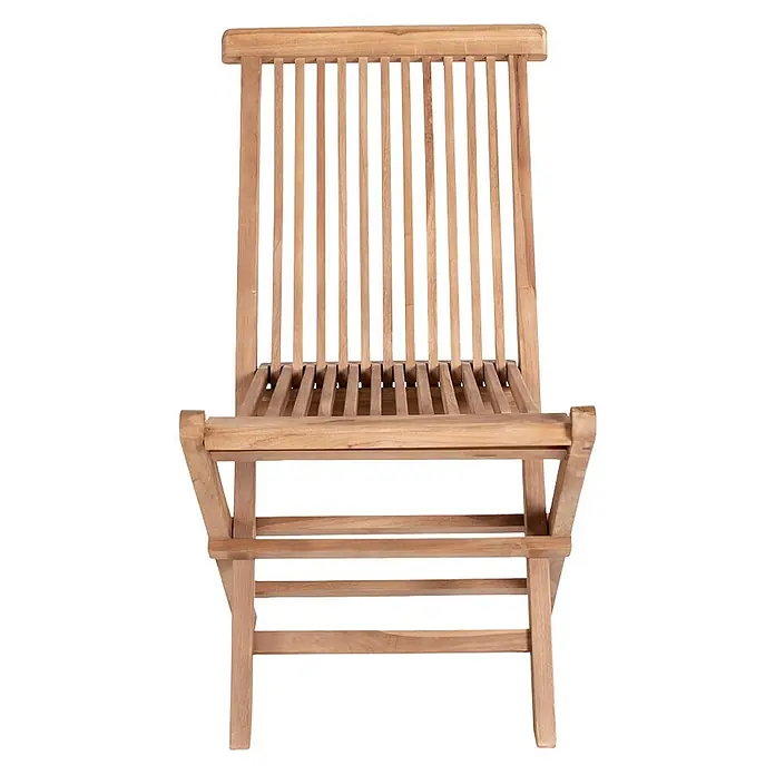Ebuy24 Gartenstuhl Torad - Teakholz massiv, Braun, B x T x H: 62 x 46 x 89 cm - Klappbarer Lattenstuhl aus hellem Naturholz.
