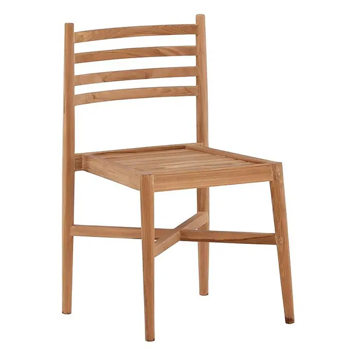Ebuy24 Gartenstuhl Kenya - 1 Stk., Teak, Teak Dekor, B x T x H: 50 x 52 x 80 cm - Stuhl aus hellem Naturholz mit Lattenrostsitz und Rückenlehne.