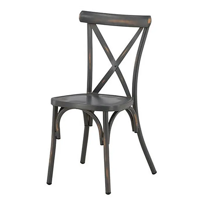 Ebuy24 Gartenstuhl Tablas 2er-Set - 2 Stk., Aluminum, Grau, B x T x H: 48 x 48 x 88 cm - Verwitterter dunkelgrauer Stuhl mit X-Rückenlehne.