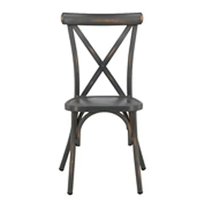 Ebuy24 Gartenstuhl Tablas 2er-Set - 2 Stk., Aluminum, Grau, B x T x H: 48 x 48 x 88 cm - Dunkler, distressed X-Rückenstuhl aus Holz.