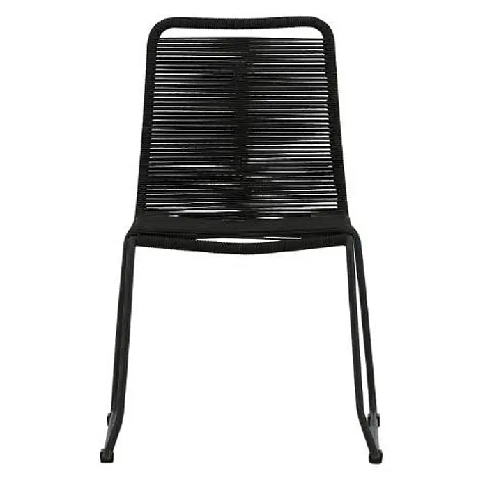 Ebuy24 Gartenstuhl Lindos - 1 Stk., Polyesterseil, Schwarz, B x T x H: 57 x 59 x 86 cm - Schwarzer Stuhl mit geflochtener Seilbespannung und Metallrahmen.