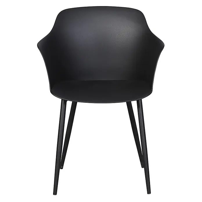 Ebuy24 Gartenstuhl Gira 2er-Set - Metall, Kunststoff, Schwarz, B x T x H: 59 x 52 x 82 cm - Schwarzer, moderner Stuhl mit geformter Sitzschale und vier schlanken Beinen.