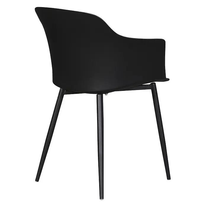 Ebuy24 Gartenstuhl Gira 2er-Set - Metall, Kunststoff, Schwarz, B x T x H: 59 x 52 x 82 cm - Schwarzer moderner Stuhl mit geformter Sitzfläche und vier schlanken schwarzen Beinen.