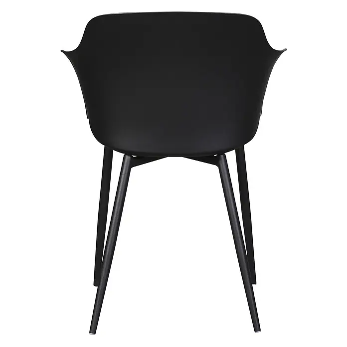 Ebuy24 Gartenstuhl Gira 2er-Set - Metall, Kunststoff, Schwarz, B x T x H: 59 x 52 x 82 cm - Schwarzer moderner Esszimmerstuhl mit Kunststoffsitz und Metallbeinen.