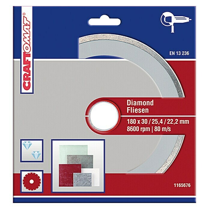 Craftomat Disco de corte de diamante (Baldosas, Diámetro disco: 125 mm)
