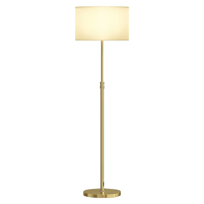 Homcom Stehleuchte - 40 W, Gold, Weiß, E27 - Große, goldfarbene Stehleuchte mit schlankem Metallschaft und rechteckigem cremefarbenem Stoffschirm.