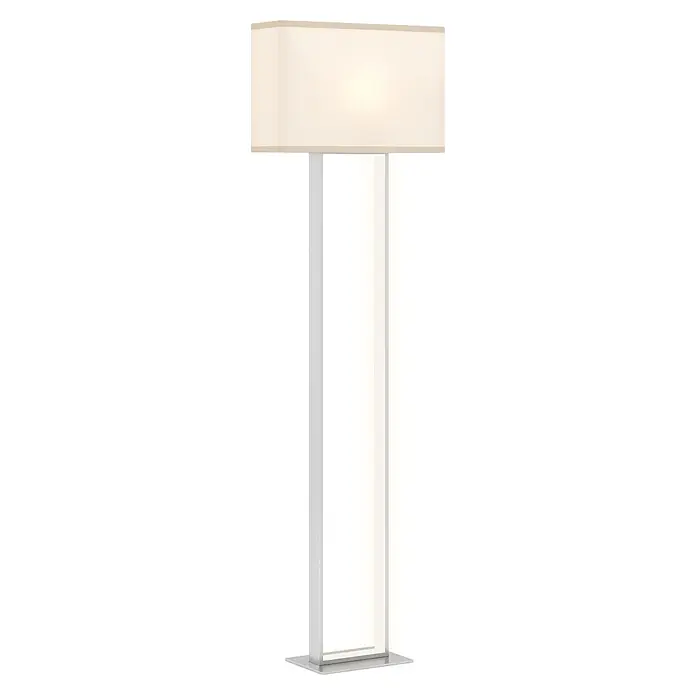 Homcom Stehleuchte - 35 W, Silber, Weiß, E27 - Moderne Stehleuchte mit rechteckigem cremefarbenem Stoffschirm und silbernem Metallrahmen, warmes Licht ausstrahlend.