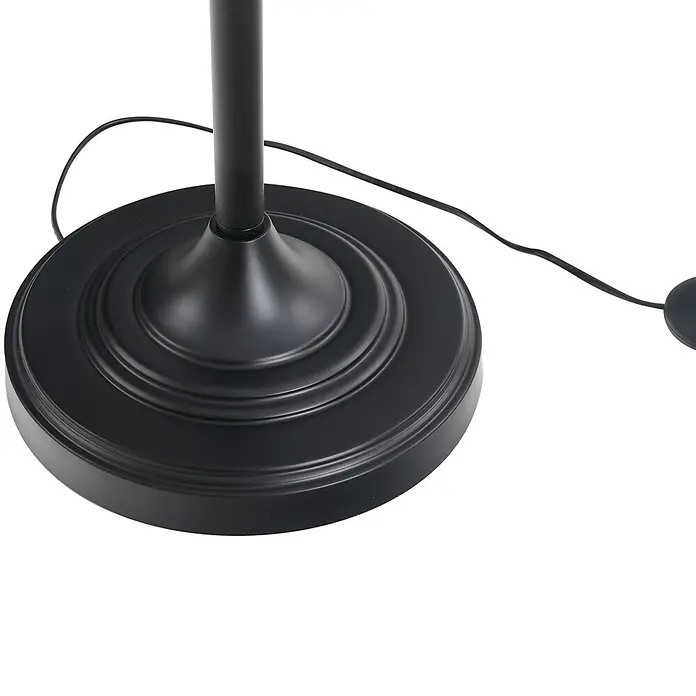 Homcom Stehleuchte - 40 W, Schwarz, Weiß, E27 - Schwarzer Metallfuß einer Stehlampe mit Netzkabel und rundem Fußschalter.