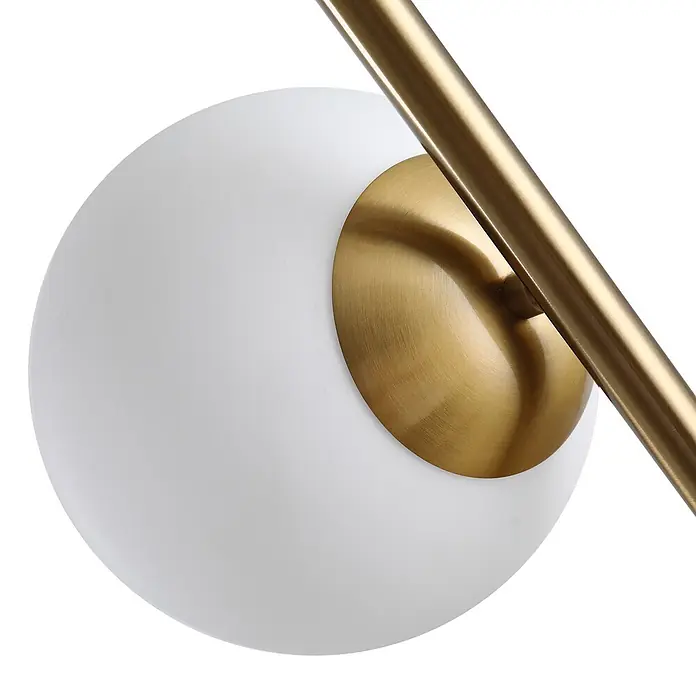 Homcom Stehleuchte - 40 W, Höhe: 165 cm, Gold, Weiß, E27 - Weißer kugelförmiger Glasschirm, verbunden mit einer Halterung und Stange aus gebürstetem Messing.