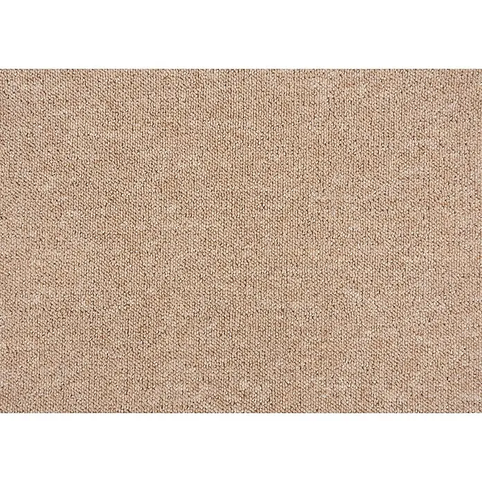 Bricoflor Teppichboden Meterware Schlinge gemustert, beige hell-braun, Muster - Breite: 400 cm, Schlinge, 100 % Polypropylen (PP), beige hell-braun - Nahaufnahme einer beigen, dicht gewebten Teppichoberfläche.