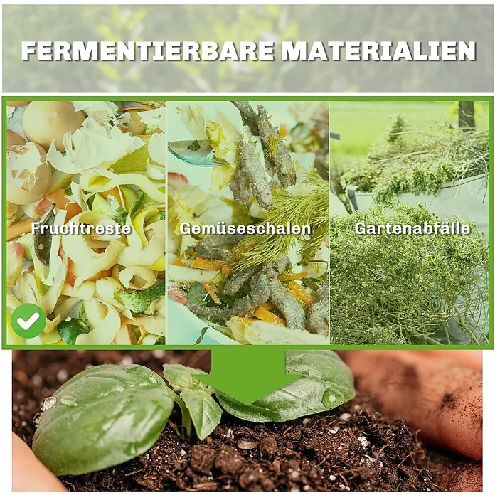 Outsunny Komposter - 240 l - Fermentierbare Obst-, Gemüse- und Gartenabfälle ernähren eine junge Pflanze für gesundes Wachstum.