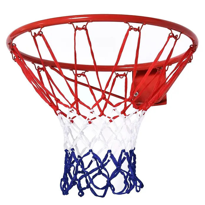 Homcom Basketballkorb - Metall, Rot - Roter Metall-Basketballkorb mit dreifarbigem Netz (rot, weiß, blau).