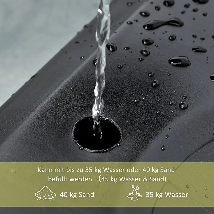Homcom Basketballkorb - Schwarz - Robuster schwarzer Kunststoffsockel wird mit Wasser befüllt. Er fasst bis zu 35 kg Wasser oder 40 kg Sand.