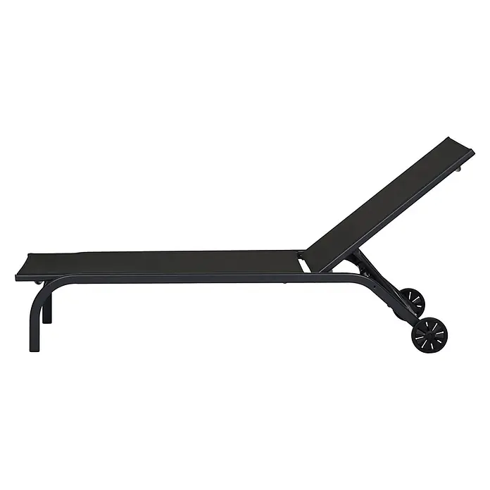 Ebuy24 Gartenliege Halfdan - Schwarz, Aluminium - Schwarze Sonnenliege mit verstellbarer Rückenlehne und Rädern.