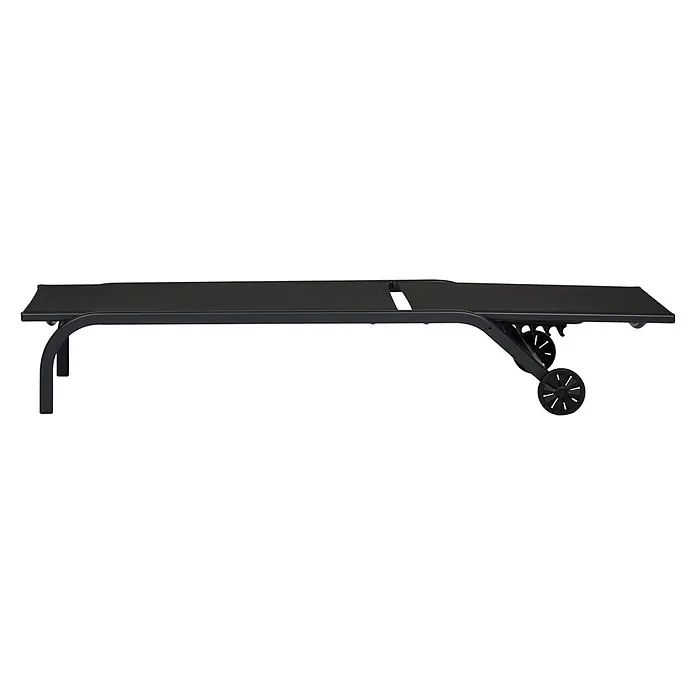 Ebuy24 Gartenliege Halfdan - Schwarz, Aluminium - Dunkelgraue Sonnenliege mit Netzgewebe und Rädern für einfache Mobilität.