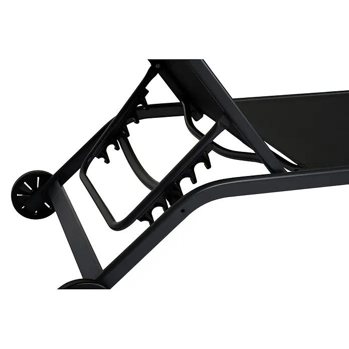 Ebuy24 Gartenliege Halfdan - Schwarz, Aluminium - Dunkelgraue Sonnenliege mit verstellbarer Rückenlehne und Transporträdern.
