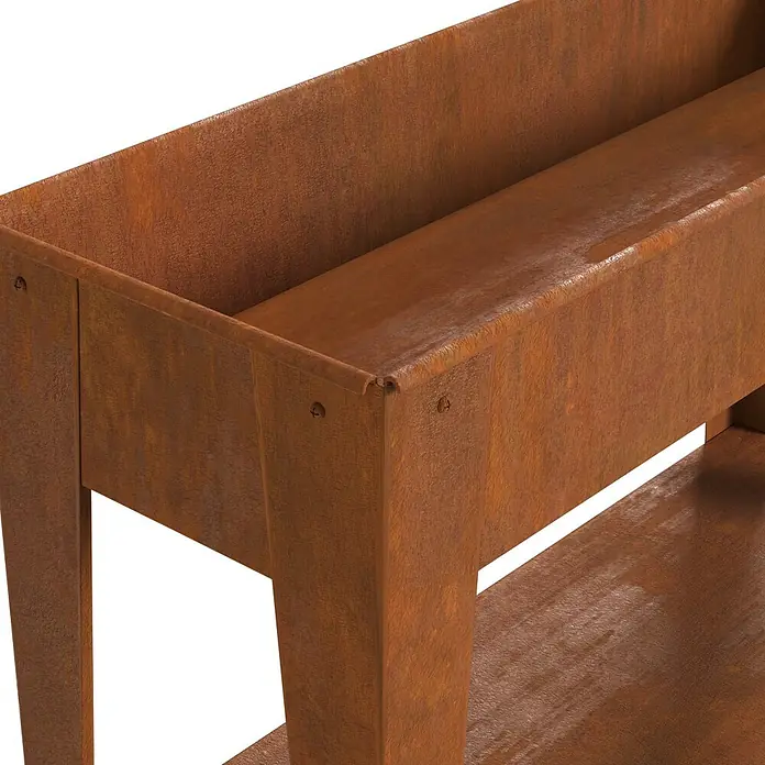 Palatino Exclusive Line Hochbeet - 100 x 40 x 80 cm, Stahl, Rostbraun - Rostbraunes Cortenstahl-Hochbeet mit unterer Ablage.