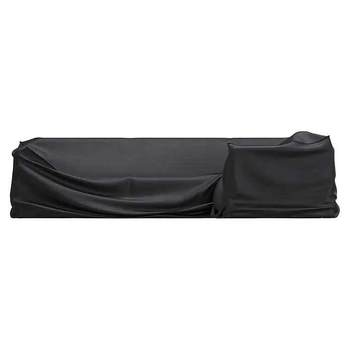 Sunfun Lounge-Set Schutzhülle - L x B x H: 320 x 100 x 85 cm, Kunststoff - Dunkelgraue Stoffabdeckung über einem Sofa, mit Falten und Textur.