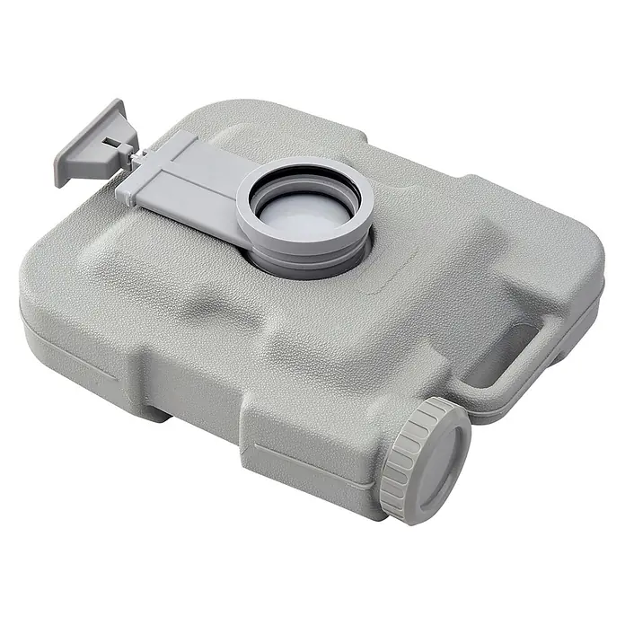 Homcom Campingtoilette - L x B x H: 36 x 42 x 30 cm, Manuelle Wasserspülung, Sonstiges - Grauer, texturierter Kunststoff-Abwassertank mit Schiebeventil, oberer Öffnung, Griff und Schraubverschluss.