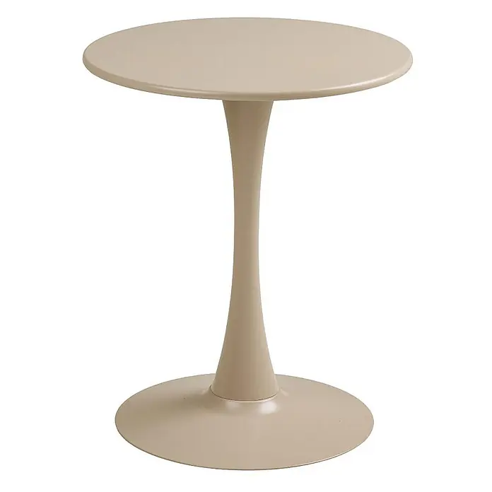 Meja Cafétisch Ø60cm taupe. -  - Beiger, glatter runder Beistelltisch mit schlankem, trompetenförmigem Säulenfuß.