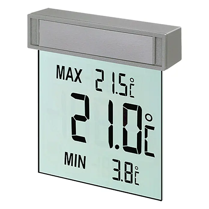 TFA Dostmann Fensterthermometer Vision - Digital, L x B x H: 2,2 x 9,7 x 10,5 cm - Digitales Thermometer mit Anzeige von Maximal-, Minimal- und aktueller Temperatur.