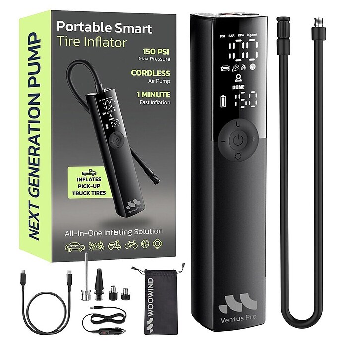 Mini bomba de aire Woowind Ventus Pro (7,4 V, 10,34 bar, Capacidad de bombeo máx.: 22 l/h) | BAUHAUS