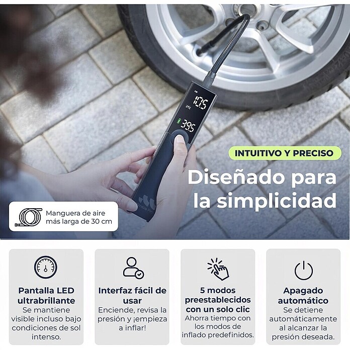 Mini bomba de aire Woowind Ventus Pro (7,4 V, 10,34 bar, Capacidad de bombeo máx.: 22 l/h) | BAUHAUS
